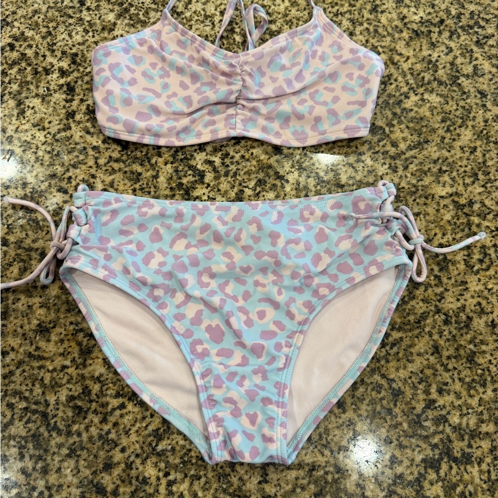 Art Class Girls Pastel Leopard‎ Print Bikini Set Size Large 10/12